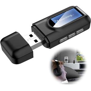 WIYETY Adattatore Bluetooth audio 5.0: trasmettitore Bluetooth wireless 2 in 1 con jack da 3,5 mm, trasmettitore Bluetooth USB per auto TV PC musica cuffie altoparlanti, plug and play