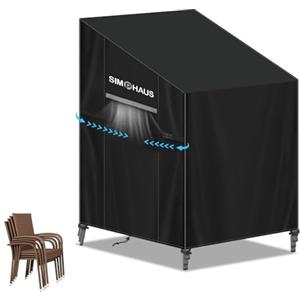 SIMPHAUS Copertura per Sedie da Esterno Telo Copri Sedie da Esterno Impermeabile Telo Copertura Sedie Impilabili da Giardino Coprisedie da Giardino Tessuto Oxford 420D Anti-UV Antivento 65x85x120/85cm