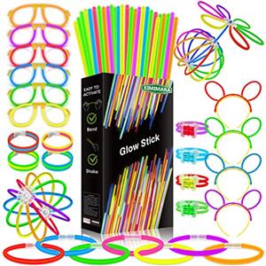 Kimimara Braccialetti Luminosi, Starlight Fluorescenti, Glowsticks Party con Connettori per Creare Bracciali e Ciondoli, Giocattoli Luminosi per Illuminare Tutte le Vostre Feste, per Halloween