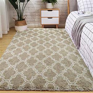 JURLEA Tappeti Tappeti morbidi dal design per interni Tappeto soffice per soggiorno Tappeti in pelliccia liscia Tappeto antiscivolo per camera da letto per bambini (Cammello, 80 x 120 cm)