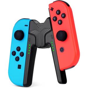 OFFCUP Impugnatura di Ricarica, Joycon per Nintendo Switch NS/Switch OLED, Charging Grip con Indicatore Led, Impugnatura Caricatore per Controller a Forma di V Accessori, USB di Tipo C(Nero)