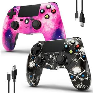 MUZELI Controller Wireless per PS4, Controller Multipiattaforma da 2 Pezzi Compatibile con PS4/Pro/Slim/PC/iOS/Android/MacOS, con Doppia Vibrazione/Jack Audio da 3,5 mm/Touchpad Sensibile