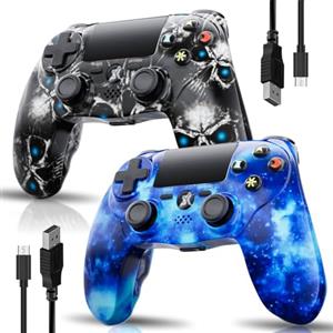 MUZELI Controller Wireless per PS4, Controller Multipiattaforma da 2 Pezzi Compatibile con PS4/Pro/Slim/PC/iOS/Android/MacOS, con Doppia Vibrazione/Jack Audio da 3,5 mm/Touchpad Sensibile