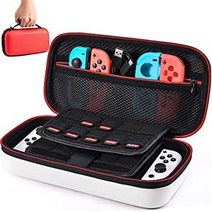 Younik Custodia per NS Switch/Switch OLED - Versione di aggiornamento Younik Custodia Rigida da Viaggio con Spazio di archiviazione più Grande per 16 cartucce di Gioco e Altri Accessori NS Switch