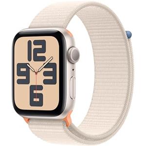 Apple Watch SE (2ª generazione, 2023) GPS 44 mm Smartwatch con cassa in alluminio color galassia e Sport Loop galassia. Fitness tracker, monitoraggio del sonno, Rilevamento incidenti