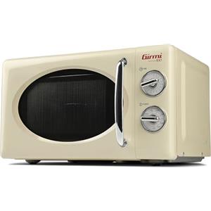 Girmi FM21 Forno Microonde Combinato Vintage Design, 20 Lt, 700+800W, Cottura combinata, Timer, Funzione Grill, Timer 30 minuti, Funzione scongelamento, Crema