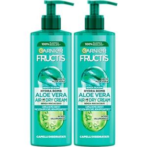 Garnier Fructis Hydra Bomb Aloe Vera Air-Dry Cream Trattamento Anti Crespo Idratante Senza Risciacquo per Capelli da Normali a Disidratati - 2 Flaconi da 400ml