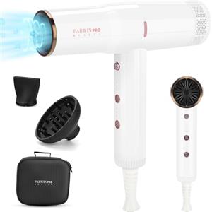 PARWIN PRO BEAUTY Asciugacapelli Professionale Da Salone ad Asciugatura Rapida Agli Ioni, Phon Con Motore Brushless A Bassa Rumorosità Da 110.000 RPM, Phon Da Viaggio | Microfiltro Innovativo | Display a LED