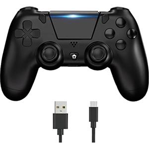 YUYIU Aggiornamento Wireless Controller per Ps4 Remote Plays-tation 4/Slim/Pro/PC, Controllori con Doppio Vibrazione Shock Speaker, Jack per Cuffie Touch Pad Six Axis Motion Control (nero)