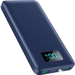 AXNEB Power Bank 13800mAh,Ultra Sottile & Leggero Caricatore Portatile con Display LCD,3A PD USB C Ingressi&Uscite Powerbank con Torcia LED Batteria Esterna per iPhone Samsung Huawei-Blu scuro