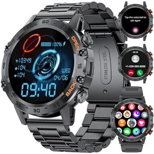 SUNKTA Smartwatch da uomo con chiamata Bluetooth per Android iOS Smartwatch Uomo 100+ Sport 2 Braccialetti per Orologio Intelligente Uomo Frequenza Cardiaca Sonno Salute Monitor, 400 mAh