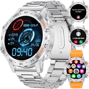 SUNKTA Smartwatch da uomo con chiamata Bluetooth per Android iOS 400 mAh Sport Smartwatch Uomo 2 Braccialetti Argento per Orologio Intelligente Frequenza Cardiaca Sonno Salute Monitor