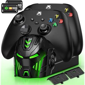 HASACOOL Batteria per controller Xbox, stazione di ricarica per controller Xbox con 2 pezzi di grande capacità 5520 mWh, ricaricabile/aspetto casco, batteria per Xbox Series X/S/Xbox One/Xbox One S/X/Elite