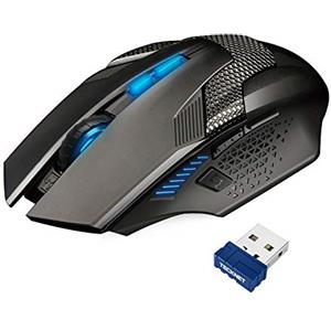 TECKNET Mouse Gaming Wireless, 2.4GHz Mouse Wireless Gaming con 8 Pulsanti, 4800 DPI, Mouse da Gaming Ergonomico con Ricevitore Nano per PC/Mac/Laptop, Nero