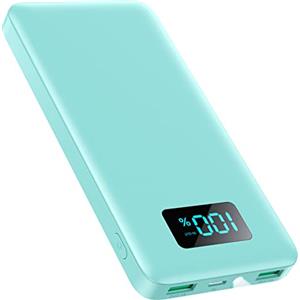 AXNEB Power Bank 13800mAh,Ultra Sottile & Leggero Caricatore Portatile con Display LCD,3A PD USB C Ingressi&Uscite Powerbank con Torcia LED Batteria Esterna per iPhone Samsung Huawei-Verde chiaro