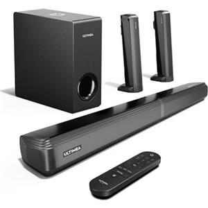 ULTIMEA 4.1ch Soundbar Dolby Atmos per Smart TV, 2 in 1 Bluetooth 5.3 Soundbar TV con Subwoofer, Potenza 280W, 3 Modalità EQ Sound Bar, Potenziamento Bassi, HDMI in/eARC, Serie Staccabile