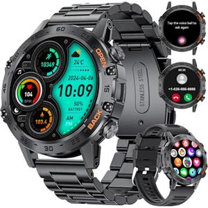 SUNKTA Smartwatch da uomo con chiamata Bluetooth per Android iOS 400 mAh Sport Smartwatch Uomo 2 Braccialetti Nero per Orologio Intelligente Uomo Frequenza Cardiaca Sonno Salute Monitor