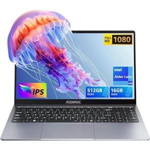 ACEMAGIC Computer portatile da 15,6 pollici 16 GB DDR4 512 GB SSD (espansione 2 TB), Alder Lake N95(fino a 3,4 Ghz) Portatile, 1920 x 1200, HDMI,WiFi6,2.4 G/5G, USB 3.2 e Tipo C