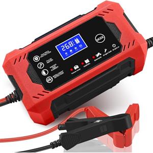 KUKUPOW Carica Batteria per Auto, KUKUPOW Caricabatterie Auto 10A/12V Multi Protezioni di Carica Automatico Caricatore Intelligente, Mantenitore Batteria Moto per Caricare e Riparare Batterie al Piombo-Acido