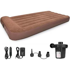 Bestrip Materasso Gonfiabile,Letto Singolo Gonfiabile con Pompa Elettrica Incorporata,campeggio Airbed,per Interni,Attività all'Aperto,Feste di Natale (marrone)