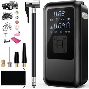 FAYIBUY Mini Compressore Aria Portatile Auto, 6000mAh 4 Modalità Air Pump Elettrica，150PSI Compressore Portatile con Sensore Pressione, Schermo LCD Digitale e Luce LED，per Bicicletta, Auto, Moto, Palloni