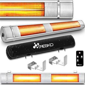 TRESKO Stufa a Infrarossi 3000W con Telecomando | Riscaldatore Elettrico Patio con 3 Livelli di Calore | Riscaldatore Patio Interno & Esterno | Riscaldatore a Parete Riscaldatore al Quarzo (Argento)