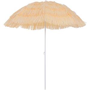 HOMCOM Outsunny Ombrellone da Spiaggia e Giardino a 8 Stecche con Palo Inclinabile e Design Portatile, in Poliestere e Metallo, 1.6x2 m, Beige