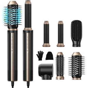 UKLISS Air Styler 6 in 1, Spazzola Asciugacapelli Hair Styler, ad Alta Velocità [110000 RPM] Asciugatura Rapida, Spazzola Modellante ad Aria per Capelli Ricci, Volumizzante, Lisciante, Con Cura Ionica