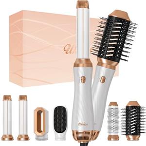 UKLISS Set Per Styler Per Capelli 6 In 1, Ukliss Spazzola Ad Aria Calda Styler Ad Aria Calda Con Spazzola Rotonda Asciugacapelli, Ferro Arricciacapelli Per Auto Arricciacapelli Da Parete, Spazzola Lisciante