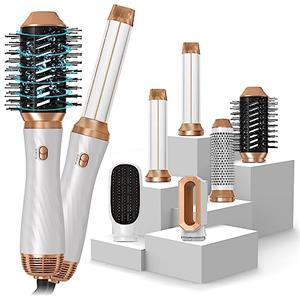 UKLISS 6 in 1 Airstyler, UKLISS Phon Capelli Professionale con 1000W Phon, Spazzola Asciugacapelli, Spazzola Lisciante per Capelli, Spazzola Capelli ricci, Auto-Airflow Sistemi, Tecnologia a Ioni Spazzola