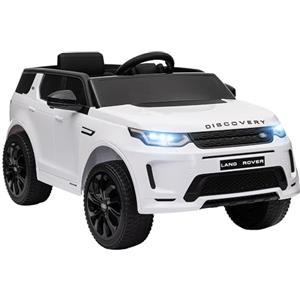 AIYAPLAY Macchina Elettrica per Bambini 3-6 Anni 12V Licenza Land Rover Discovery, 3-5km/h Auto Elettrica per Bambini con 2 Motori, Telecomando, Cintura, Musica, Clacson e Fari, Bianco