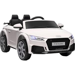 HOMCOM Macchina Elettrica per Bambini 3-5 Anni 12V 3Km/h Licenza AUDI TT, Auto Elettrica per Bambini con 2 Motori, Telecomando 2.4G, Clacson, Musica e Fari LED, Bianco