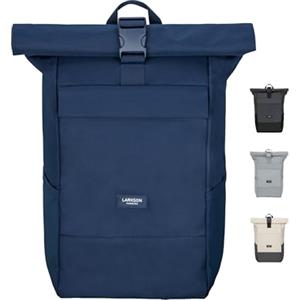 LARKSON Zaino Donna Uomo Blu - No 4 Large - Zaino Da Viaggio Con Scomparto Per Laptop Da 16 Pollici - Zainetto Grande Con Cinghia Per Trolley - Idrorepellente