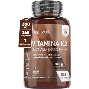 WeightWorld Vitamina K2 MK7 200µg ad Alto Dosaggio, Vegano, 100% All-Trans MK-7, 365 Microcompresse, 1 al Giorno, 1 Anno, Vitamina K Senza Magnesio Stearato, Ossa Normali e Coagulazione, K2 Vitamina, Menachinone