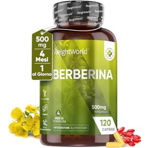 WeightWorld Berberina Alto Dosaggio, 120 Capsule Vegane (per 4 Mesi) di Pura Berberina HCL 95% da Berberis Vulgaris, Senza Magnesio Stearato, Berberina Integratore Senza Glutine né OGM, Integratore Berberina