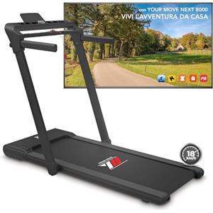 YM Tapis Roulant Elettrico 18 km/h, Superfice Corsa XXL, Pieghevole, 2 Sistemi di Controllo (TASTI o GESTUALE), APP Interattive Kinomap Zwift etc, Bluetooth, NEXT 8000 NERO Your Move