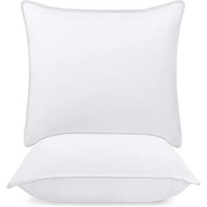 Utopia Bedding Cuscini Letto (Set di 2), 65 x 65 cm Guanciali Letto Coppia, 3D Fibra di Poliestere (Bianco)