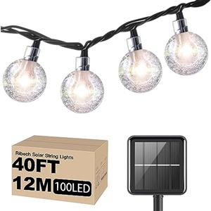 Ribech Luci Solari Esterno, Catena Luminosa Esterno Impermeabili per Patio, Luci Decorative di Natale, per Casa Feste, Giardino, Matrimoni (12 m, 100 LED)