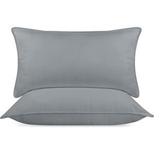 Utopia Bedding Cuscini Letto (Set di 2), 40 x 80 cm Guanciali Letto Coppia, 3D Fibra di Poliestere (Grigio)