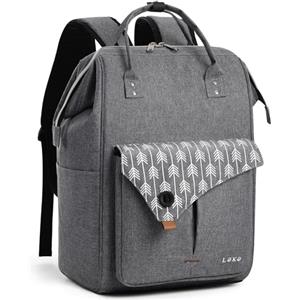 Lekesky Zaino Donna, Multiuso Zaino Porta PC Donna 15.6 Pollici con Borsa Antifurto, Impermeabile Zaino Lavoro Laptop Donna Elegante per Viaggio, Ufficio, Università, Grigio