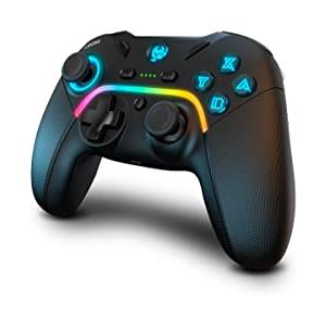 KROM Gamepad KAYROS -NXKROMKAYROS- Alámbrico e inalámbrico, progettato per la competizione, botoni e macro configurabili, PC, SWITCH, ANDROID, LED RGB, smartphone soporte, nero