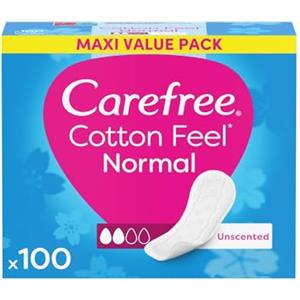 Carefree Salvaslip Cotton Feel Normal Senza Profumo, Salva slip donna 100% traspiranti per tutti i tipi di slip, Proteggi slip senza profumo che si adattano ai movimenti del corpo, 44 salvaslip