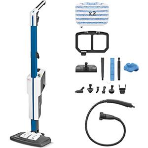 Polti Vaporetto SV620 Style, Scopa a Vapore con Pulitore Portatile Integrato, Potenza Max 1500 W, 15 Accessori, Filtro Anti Calcare, Autonomia Illimitata, Parking Verticale, Blu e Bianco