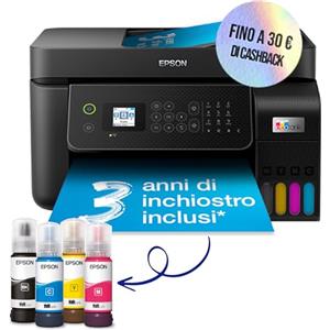 Epson EcoTank ET-4800 Stampante multifunzione A4, Serbatoi Ricaricabili Alta Capacità, set flaconi inclusi pari a 4500pag B/N 7500pag Colore, display LDC 3.7cm