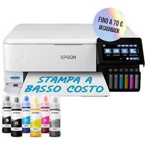 Epson EcoTank ET-8500 Stampante Multifunzione(Copia, Scansiona, Stampa) in Formato A4, 6 Colori, Stampa Fotografica Duplex, Gestione dei Supporti a 5 Vie, WiFi, Ethernet, Display