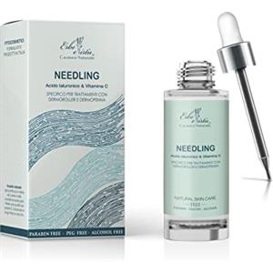 Erbe e Virtù Siero Gel Viso Needling - Microneedling - Dermaroller. Azione Antirughe Filler Alta concentrazione di Acido Ialuronico, Vitamina C - 30 ml. Trattamento Professionale 100% Made in Italy