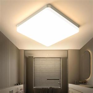 OTREN Plafoniera LED Soffitto Quadrata, Lampada da Soffitto Moderna, 3000K Lampadario Bagno IP44 Impermeabile per Cucina Soggiorno Camera da Letto Balcone, 20CM