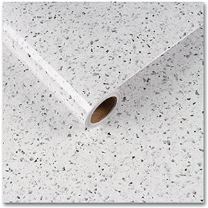 CRE8TIVE Carta da Parati Granito Bianco Pellicola Adesiva per Mobili Lucido Impermeabile Muro Terrazzo Cucina Piano di Lavoro Bagno 30cm x 200cm