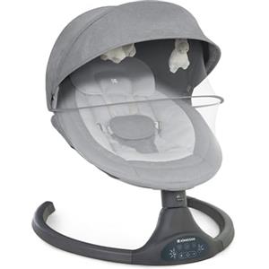 Kikka Boo Sdraietta neonati KikkaBoo CODIE, Dondolo elettrico, Sedia a dondolo fino a 9 kg, 5 Velocità di oscillazione, Bluetooth, Regolazione dello schienale, 10 Melodie, Grigio chiaro