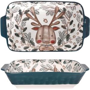 Zimoer Teglia da Forno Pirofila Ceramica Rettangolare, con Manici in Ceramica, per Lasagne, Torte, Casseruole, Tapas